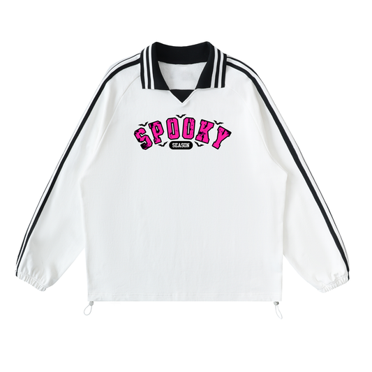 Spooky Striped Lapel Collar Sweatshirt