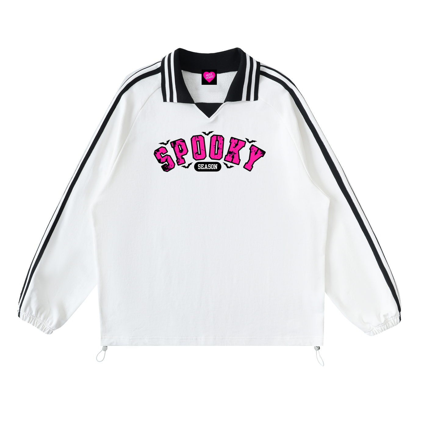 Spooky Striped Lapel Collar Sweatshirt