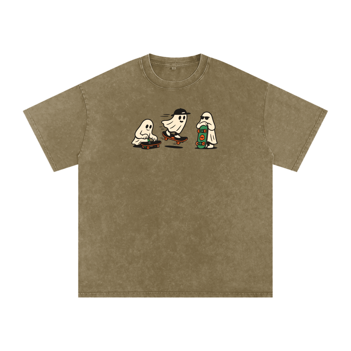 Skater Ghost Acid Wash Oversize T-Shirt