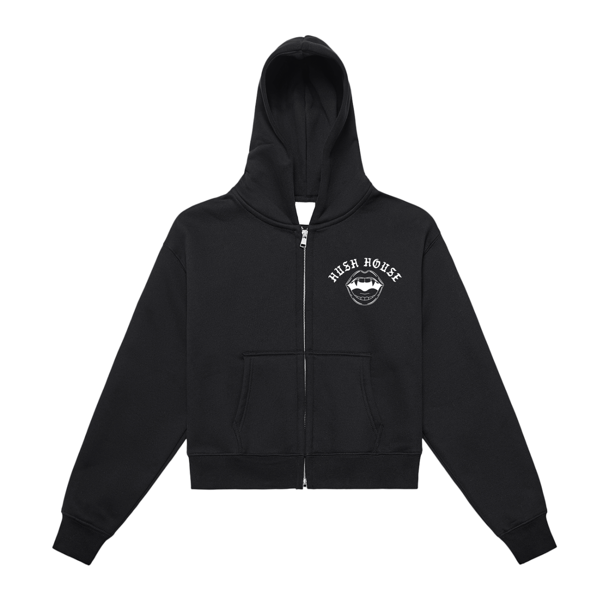 Eat Glass Fleece Lined Zip-Up Cropped Hoodie