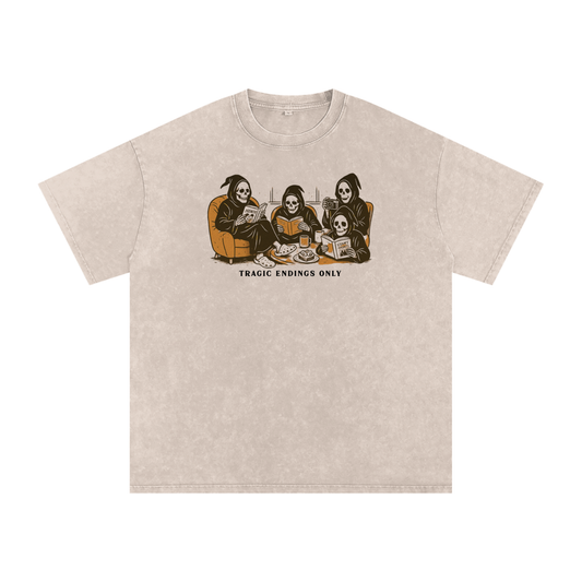 Tragic Endings Snow Washed Oversized Cotton T-Shirt