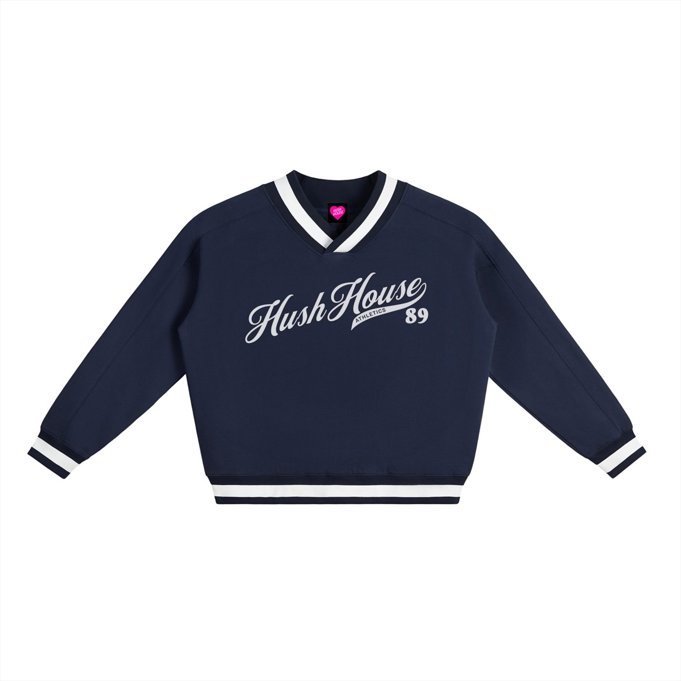 The Everyday Pullover Sweatshirt - Navy Blue and White
