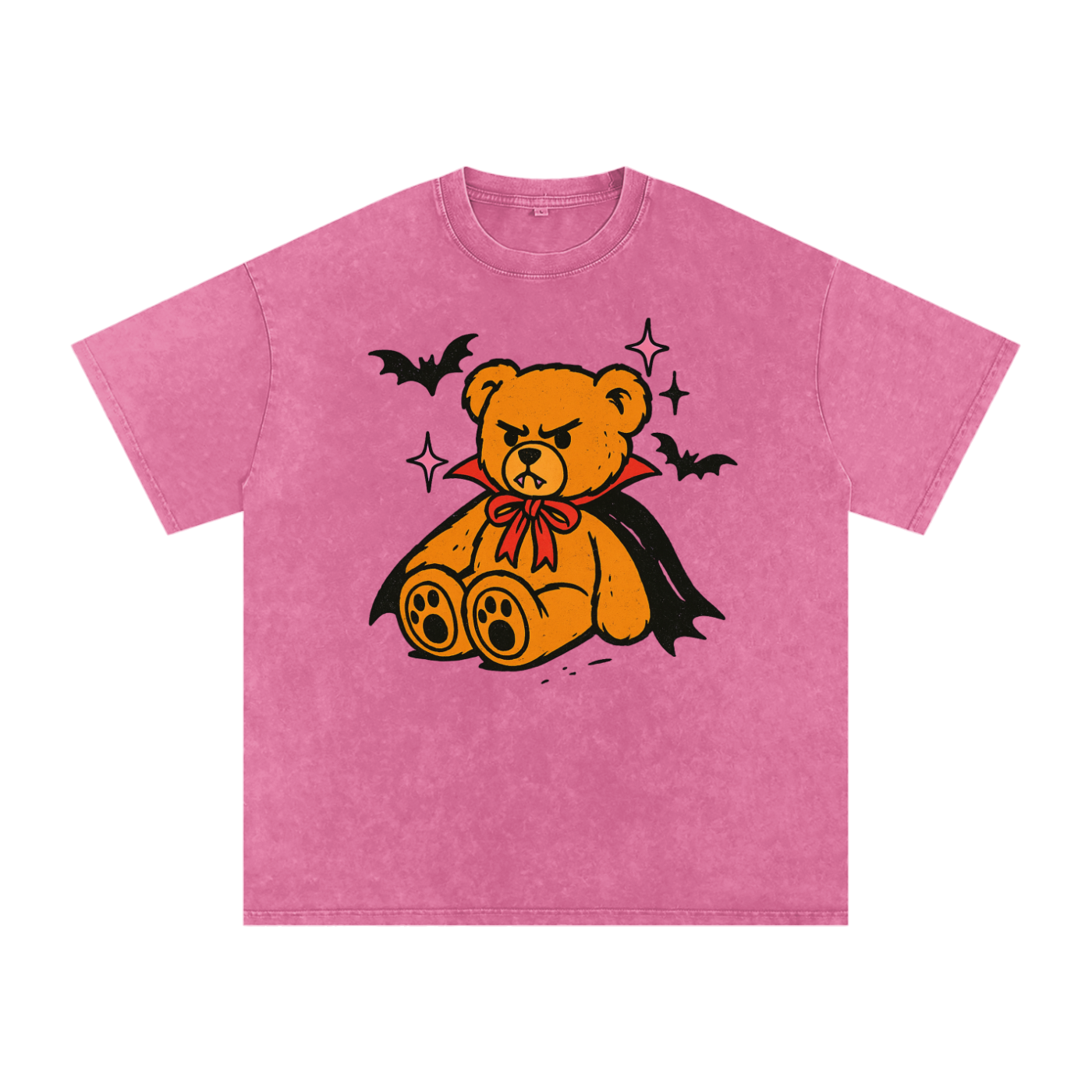 Teddy Vampire Snow Washed Oversized Cotton T-Shirt