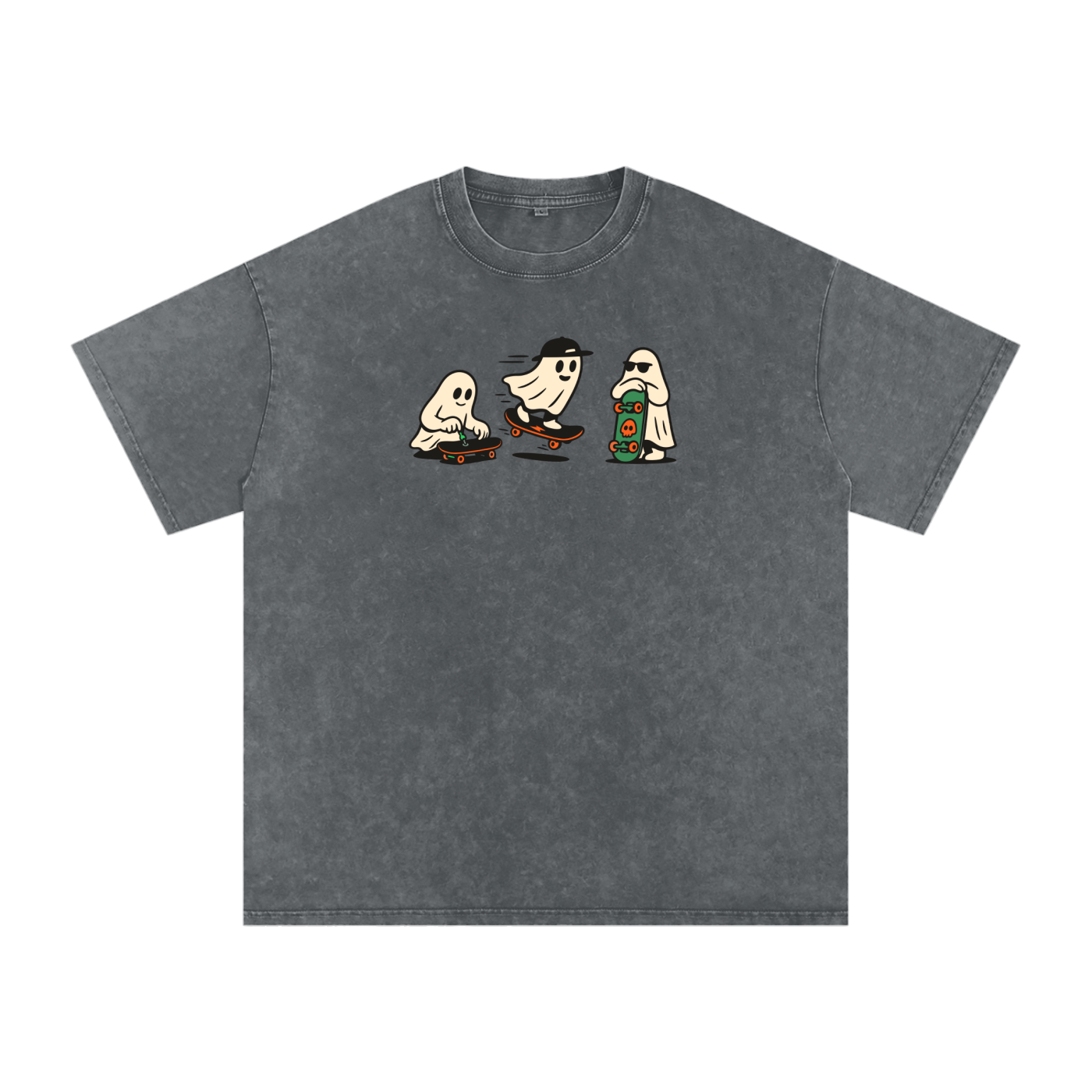 Skater Ghost Acid Wash Oversize T-Shirt