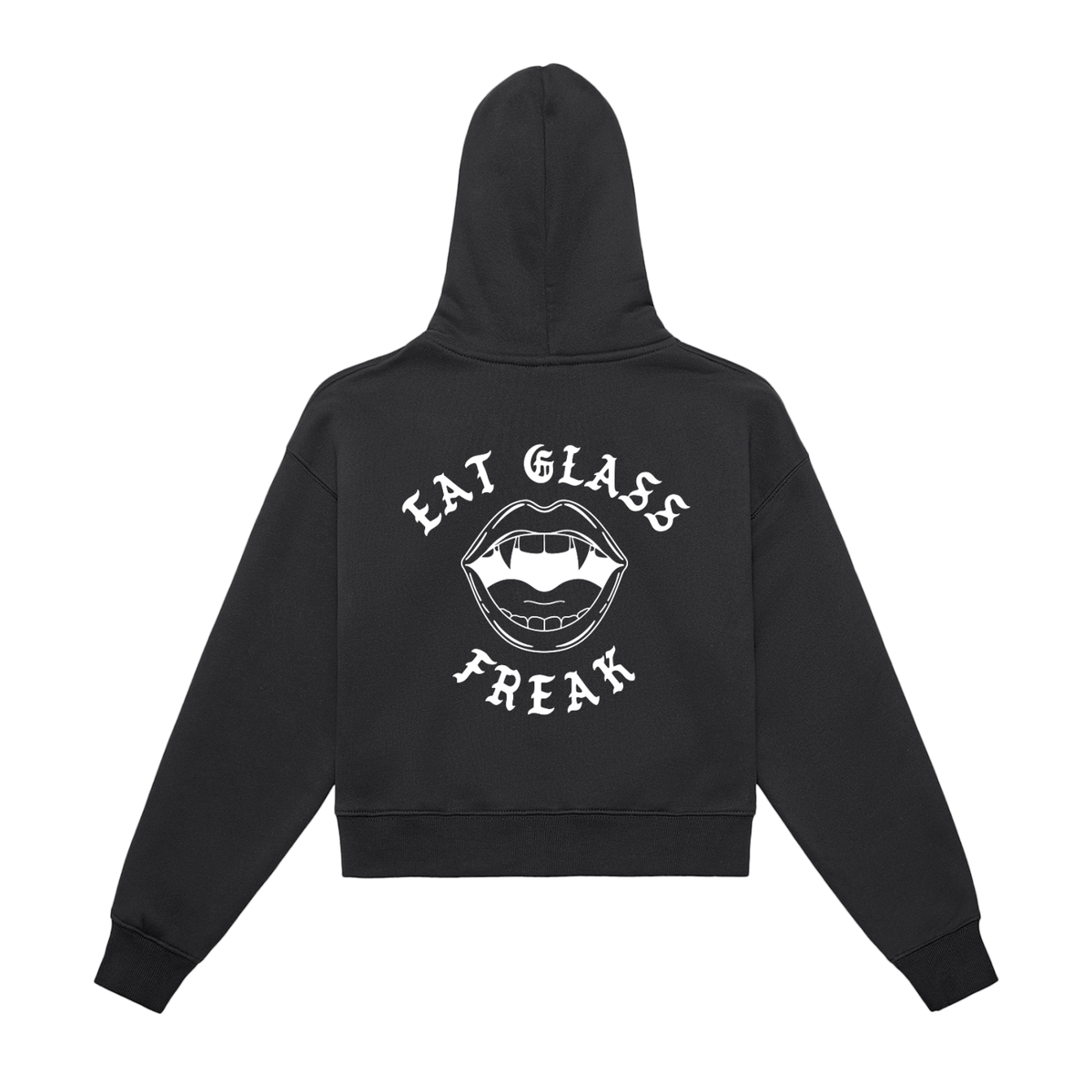 Eat Glass Fleece Lined Zip-Up Cropped Hoodie