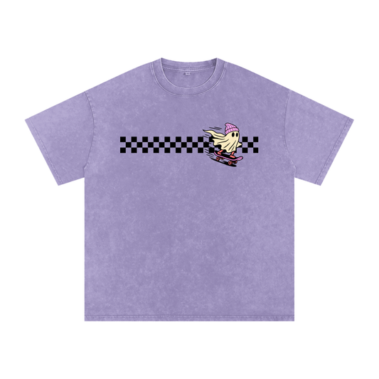 Skater Motion Snow Washed Oversized Cotton T-Shirt