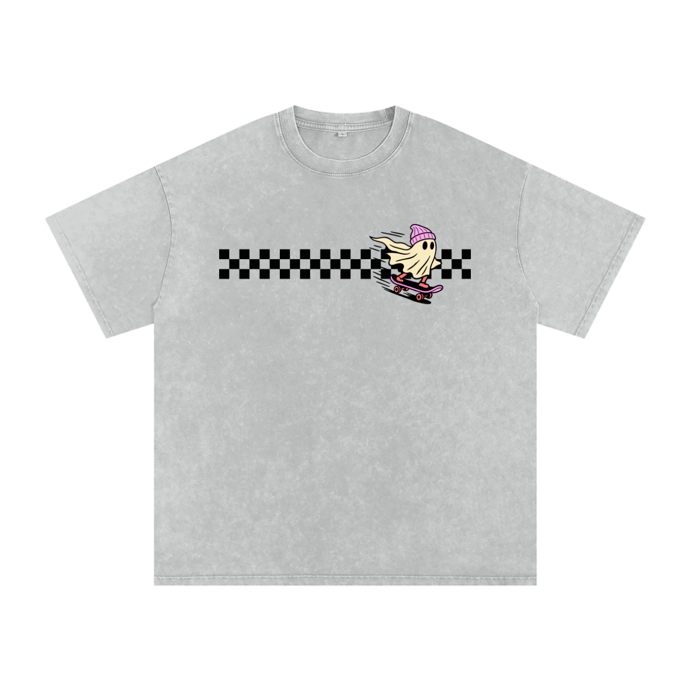 Skater Motion Snow Washed Oversized Cotton T-Shirt