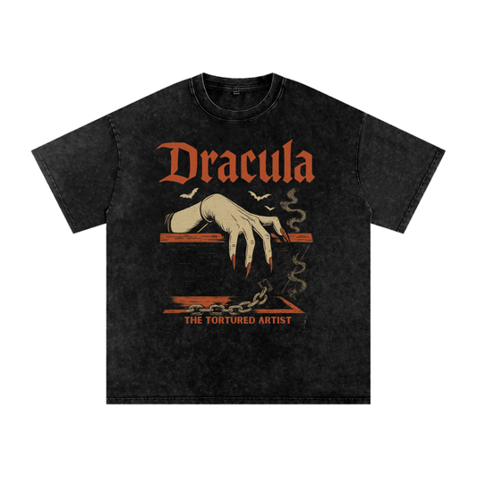Dracula Snow Washed Oversized Cotton T-Shirt
