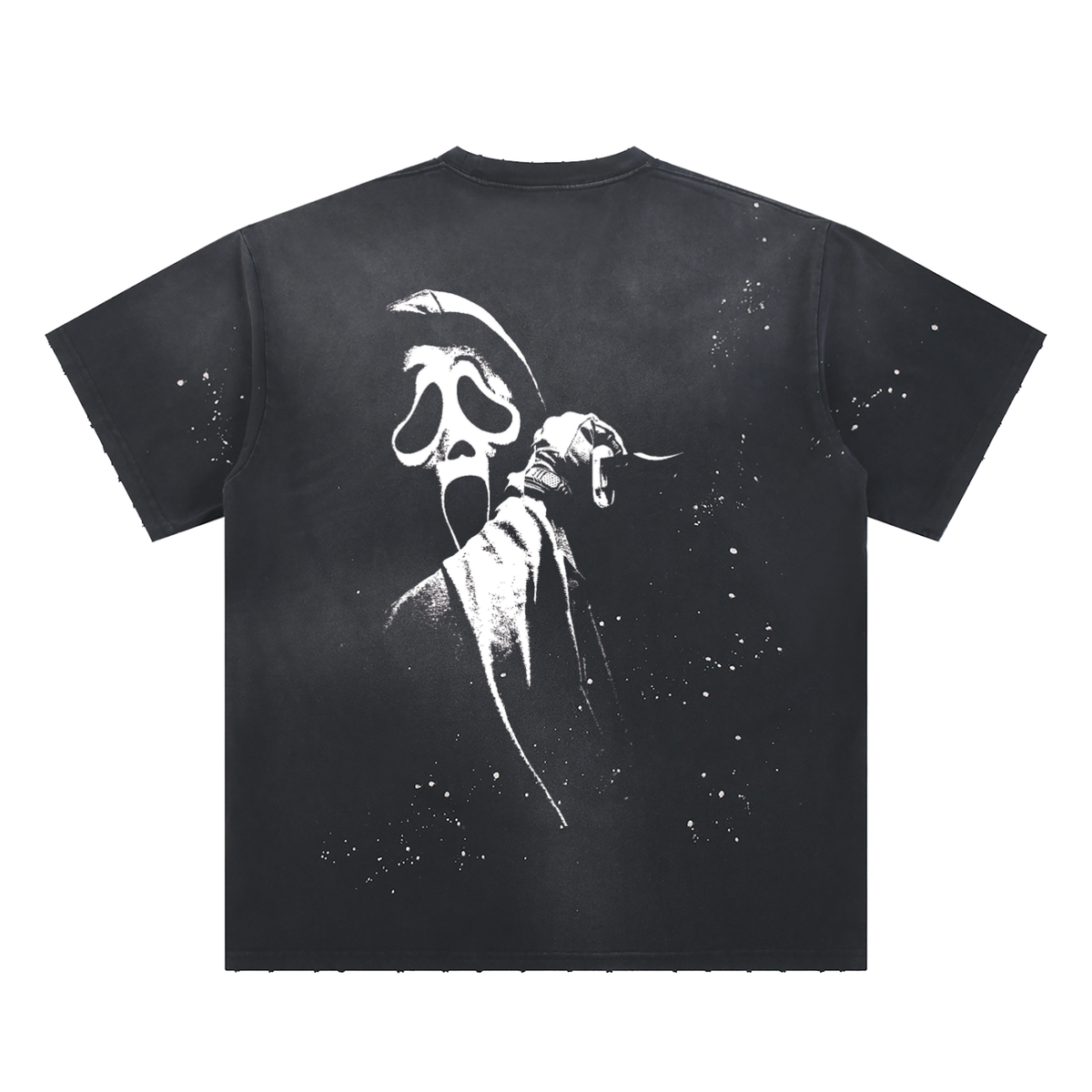 Classic Scream Oversized Frayed Sun fade Paint Splatter Tee