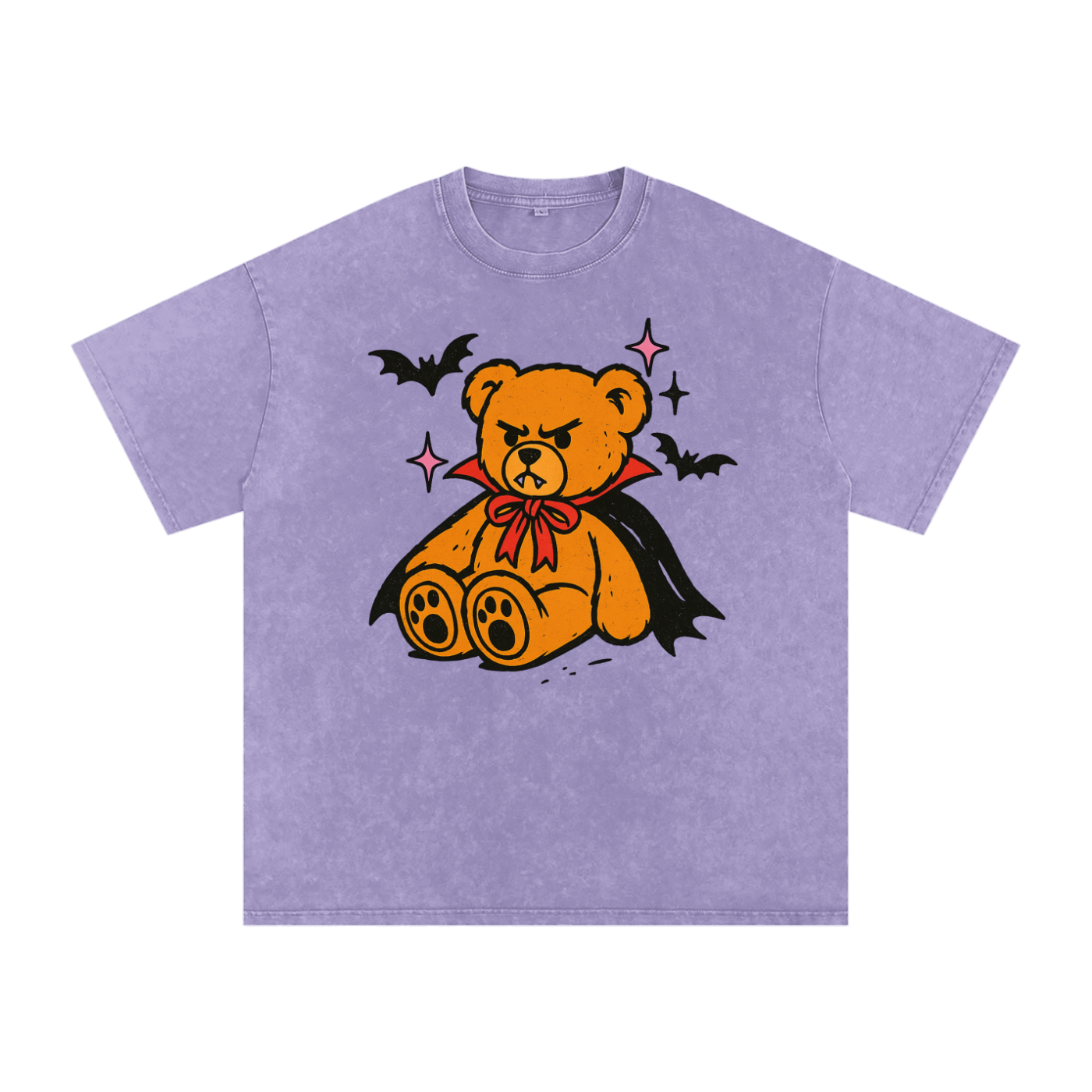 Teddy Vampire Snow Washed Oversized Cotton T-Shirt
