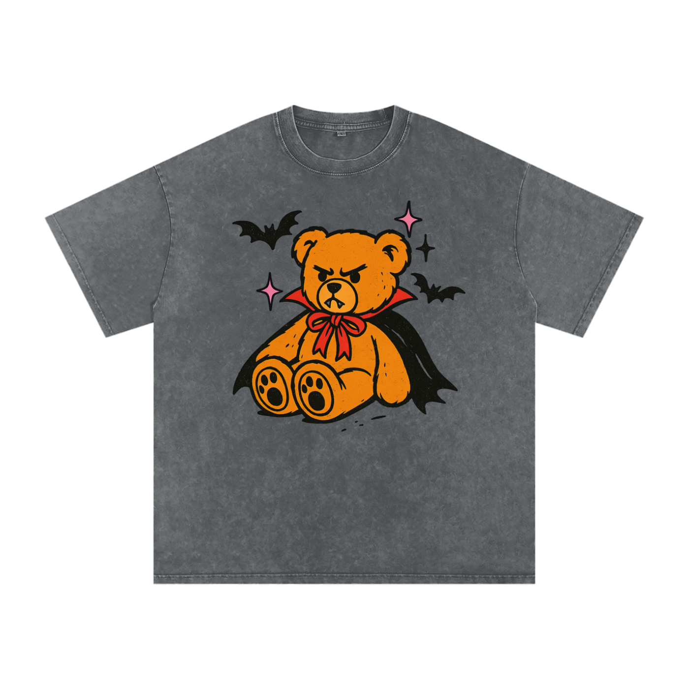Teddy Vampire Snow Washed Oversized Cotton T-Shirt